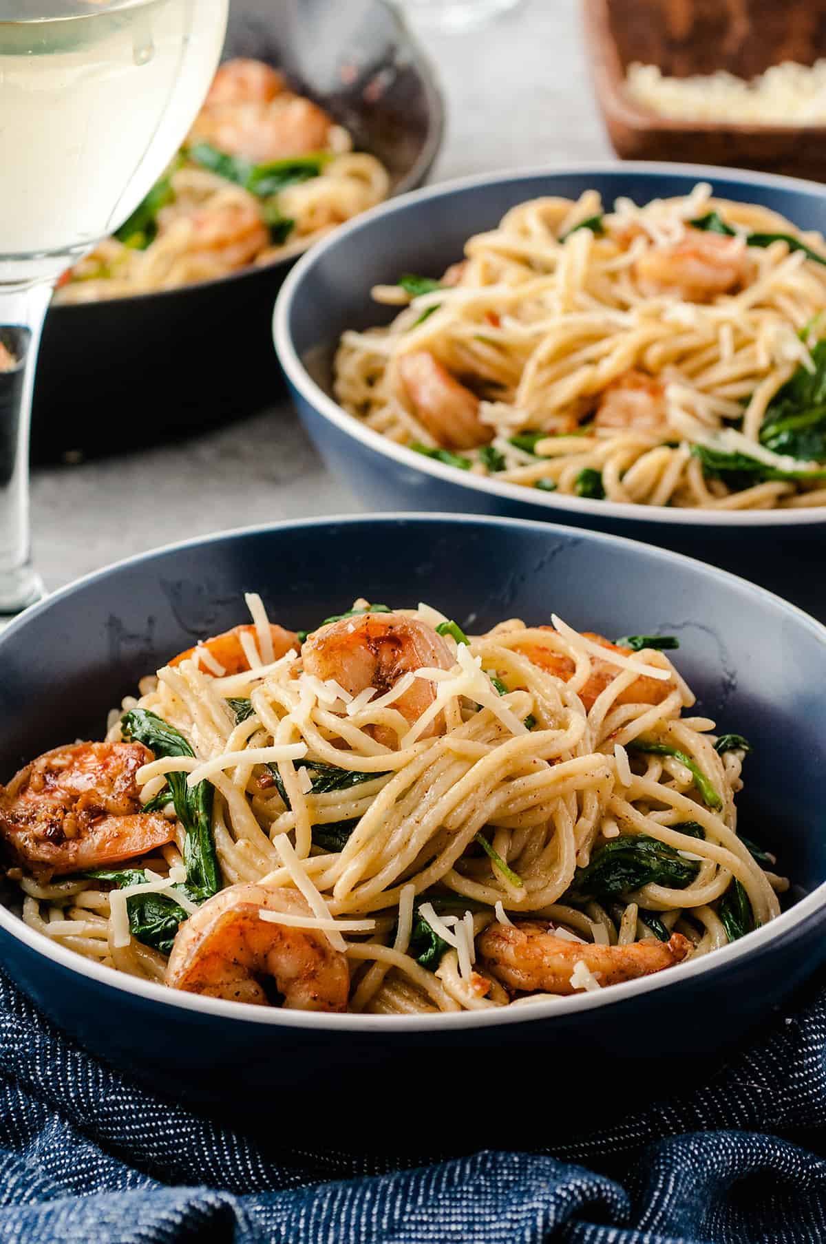 easy pasta recipe with shrimp, parmesan, and garlic