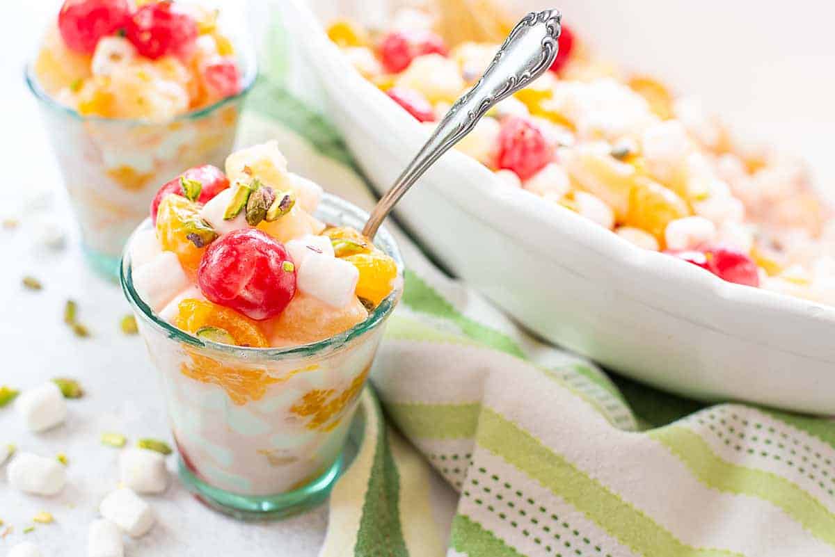 Ambrosia Salad with Whipped Coconut Cream! - Buns In My Oven