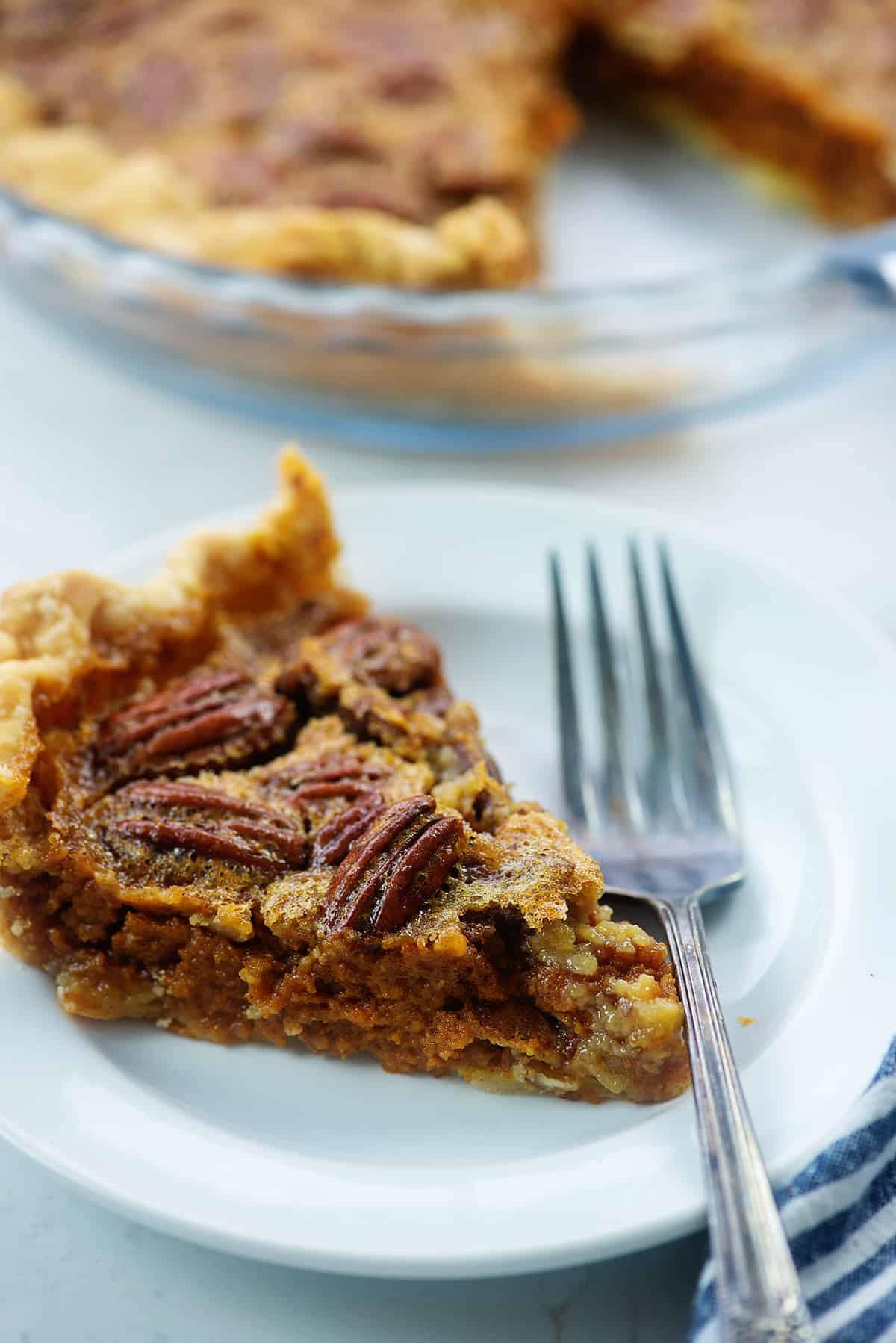 slice of pie on white plate