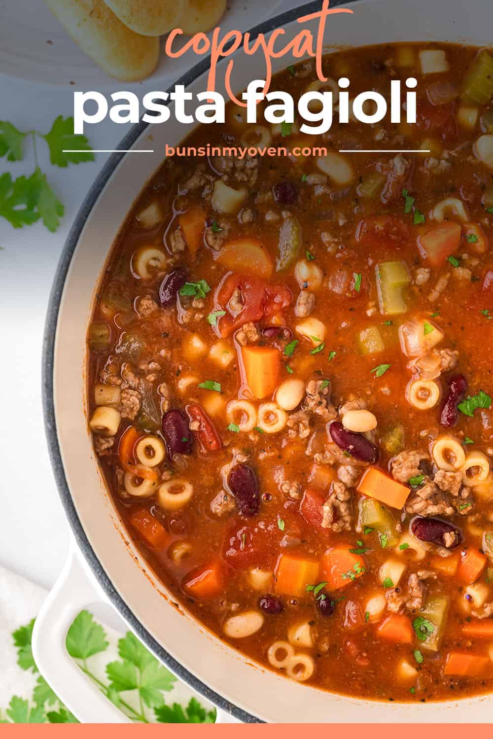 Copycat pasta fagioli recipe in pot.