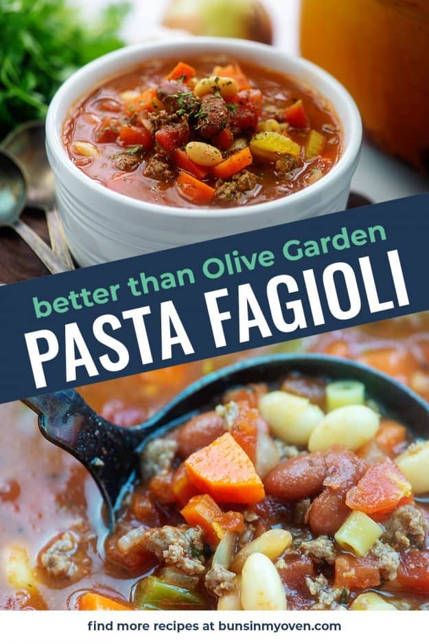 Photo collage of pasta fagioli.