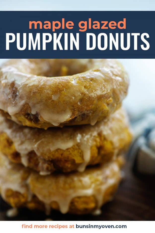 maple glazed pumpkin donuts stacked up