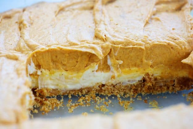 pumpkin lasagna in glass baking dish