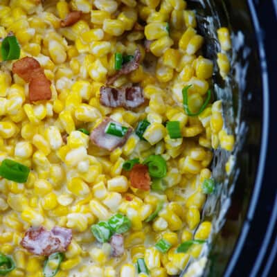 cheesy corn in crockpot with bacon.