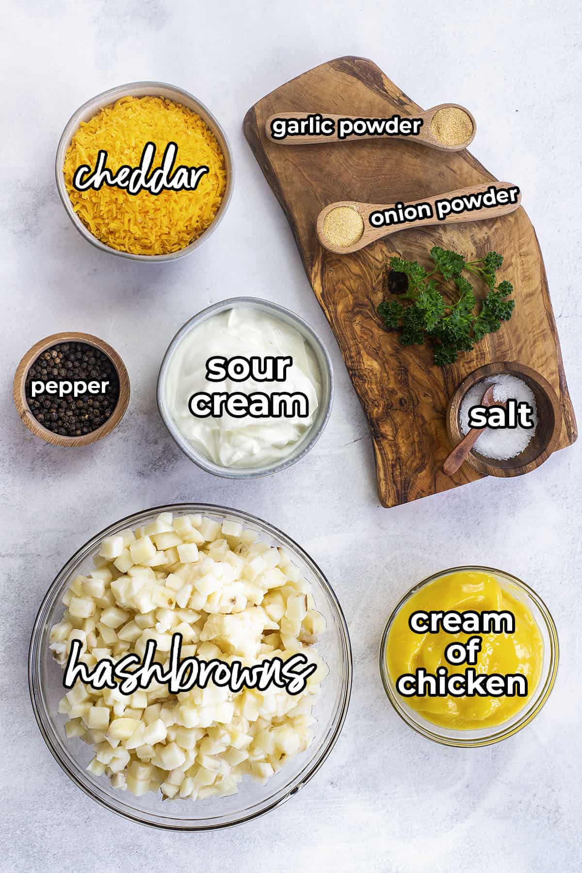 ingredients for cheesy hashbrown casserole