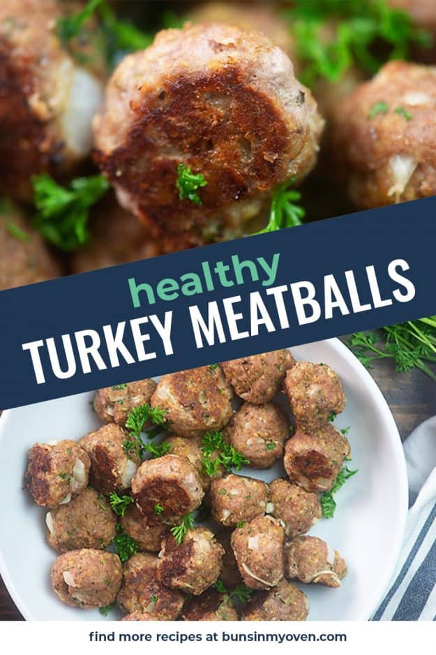 collage of turkey meatballs.