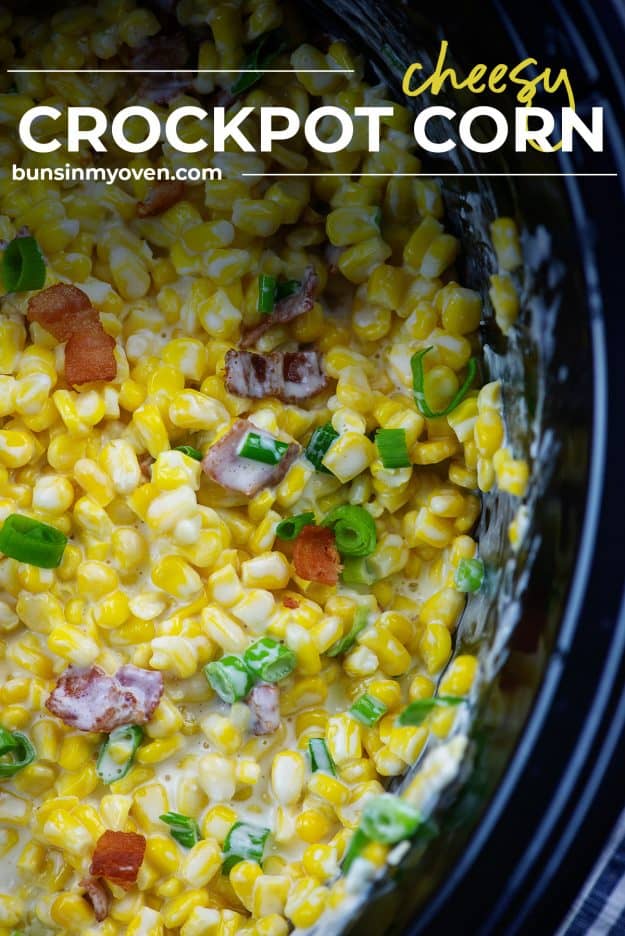 slow cooker corn recipe with bacon and green onions.