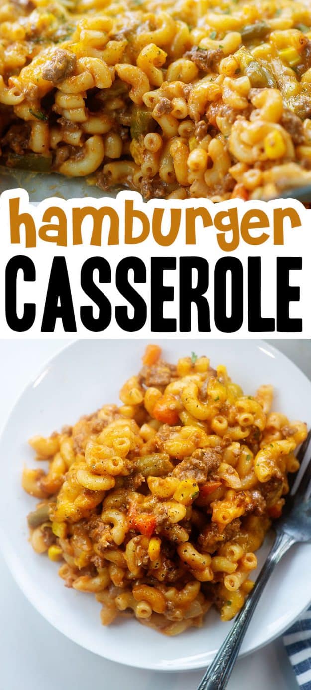 hamburger casserole photo collage.