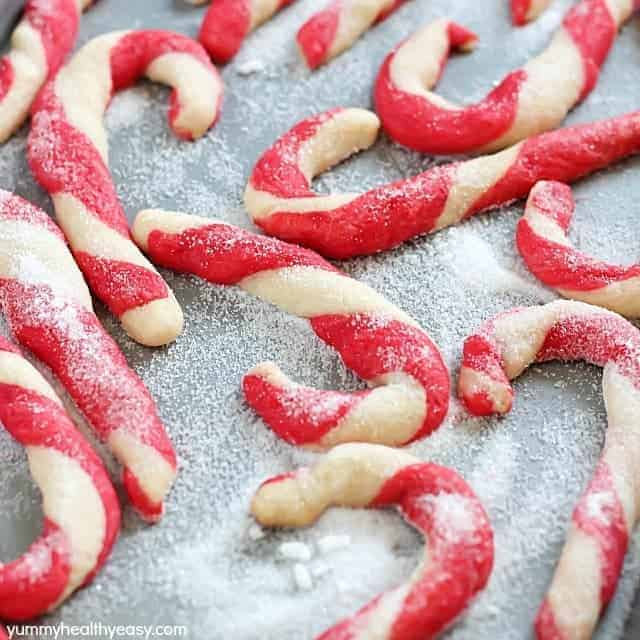 candy cane cookies coated in sugar