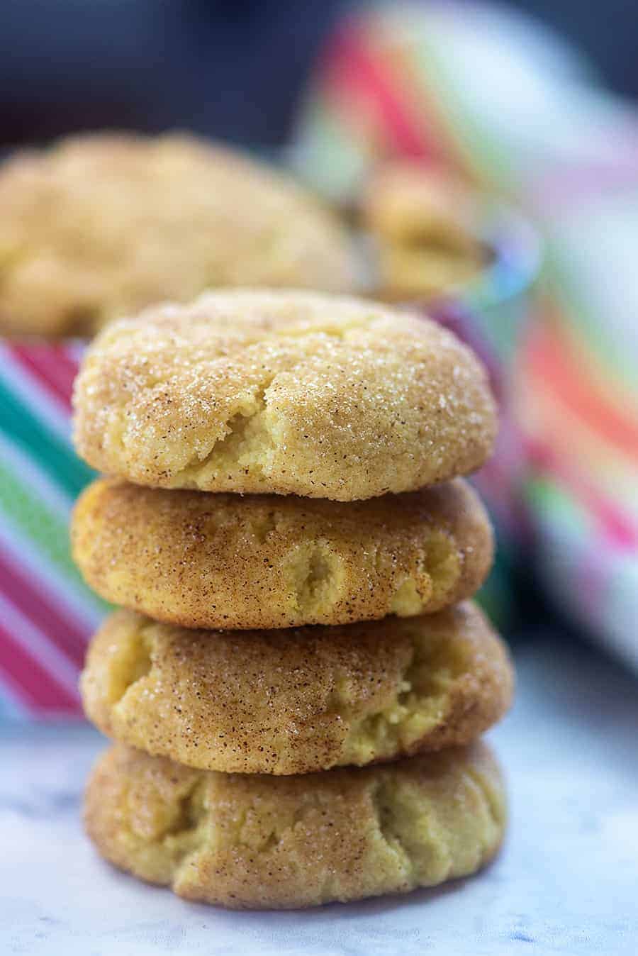 stack of keto snickerdoodle cookies.