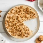 christmas cheesecake on white plate.