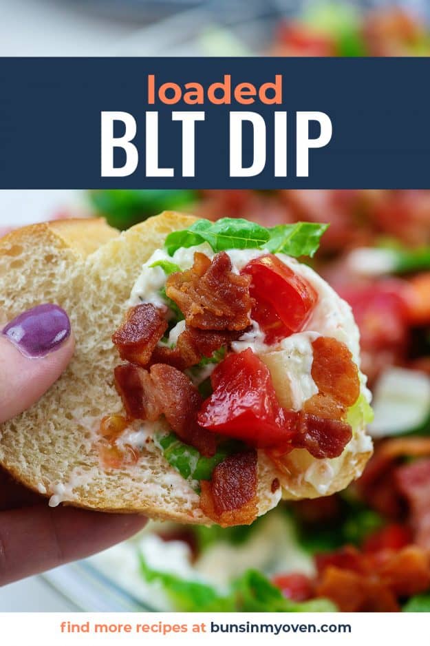 BLT dip on piece of white bread.