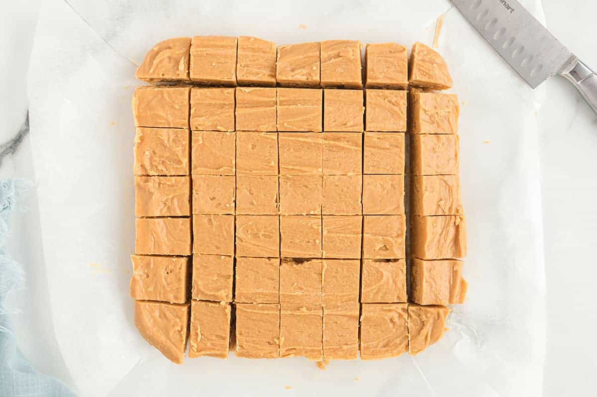 peanut butter fudge sliced into small squares