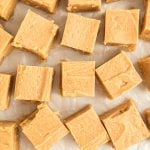 peanut butter fudge recipe cut into squares.