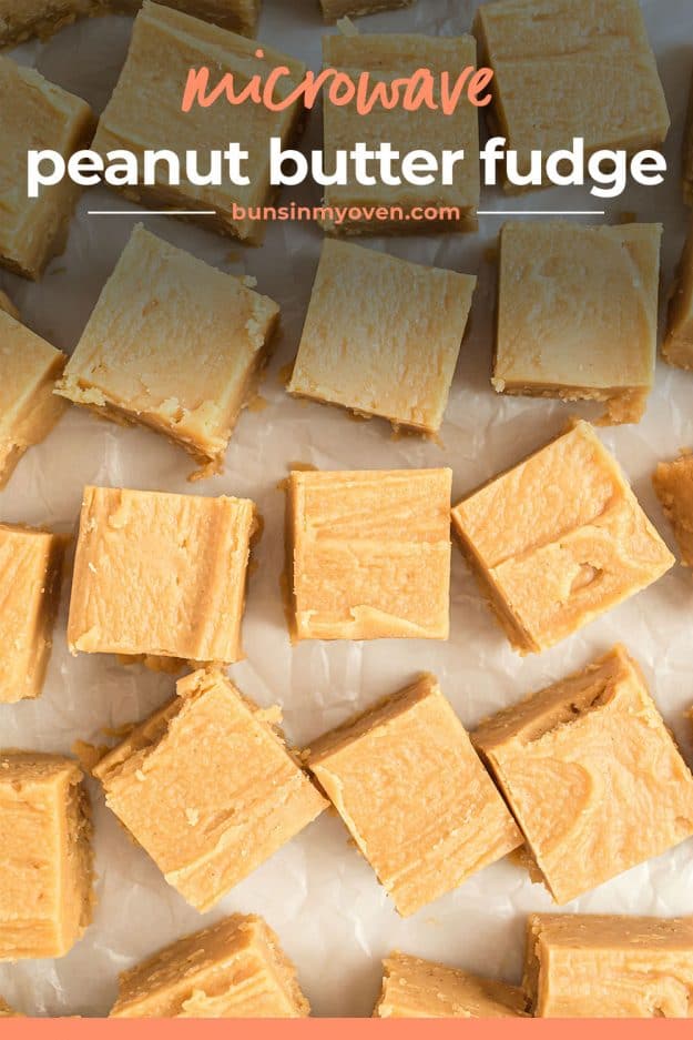 overhead view of fudge cut into squares.