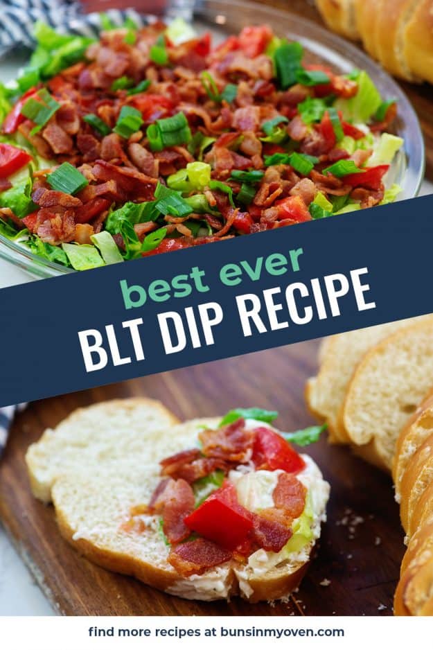 collage of blt dip recipe