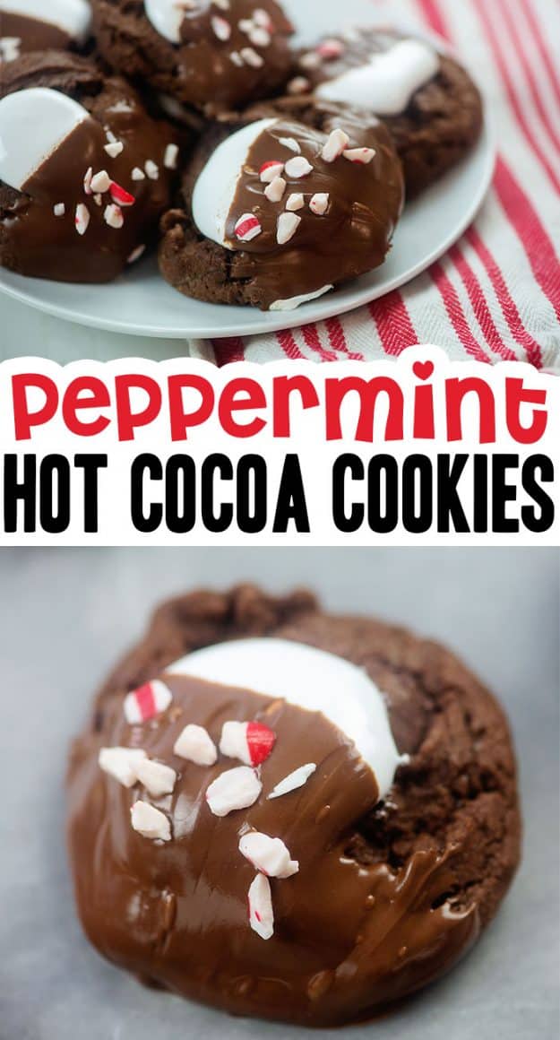 collage of hot cocoa cookies.