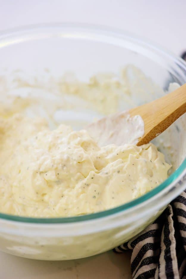 cream cheese mixture for BLT dip in small bowl.