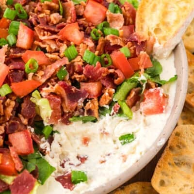 BLT dip in pie plate.