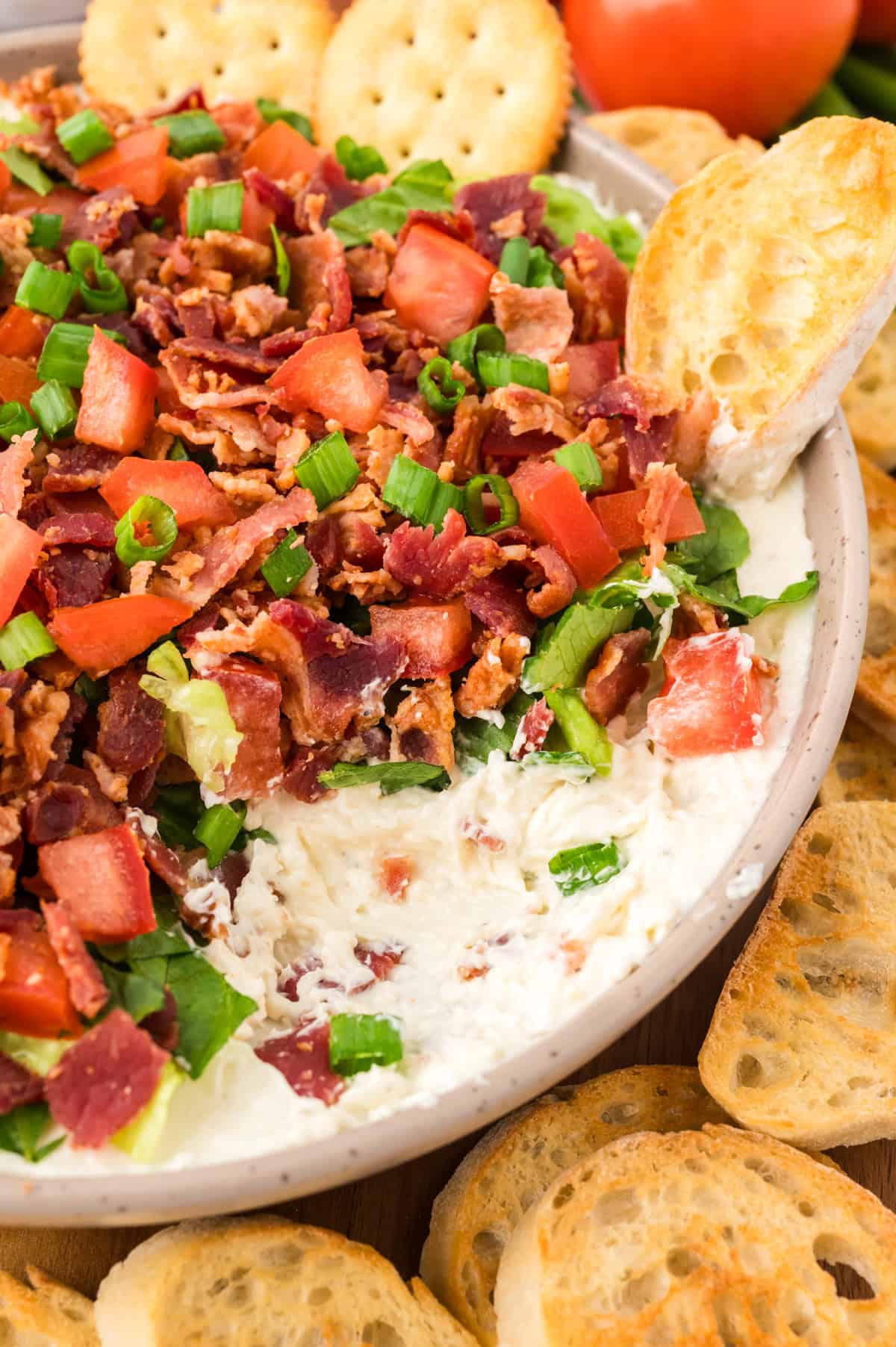 BLT dip in pie plate.