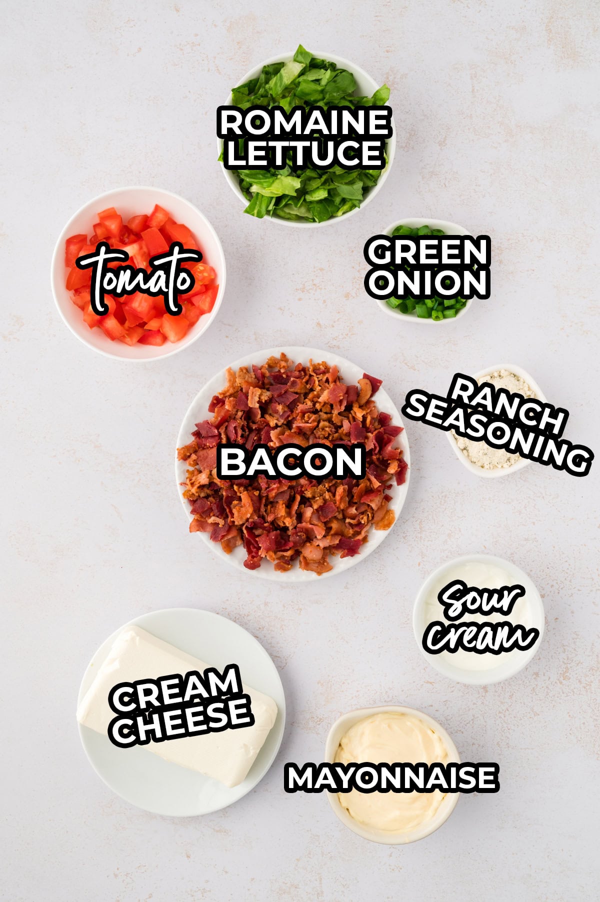 Ingredients for BLT dip.