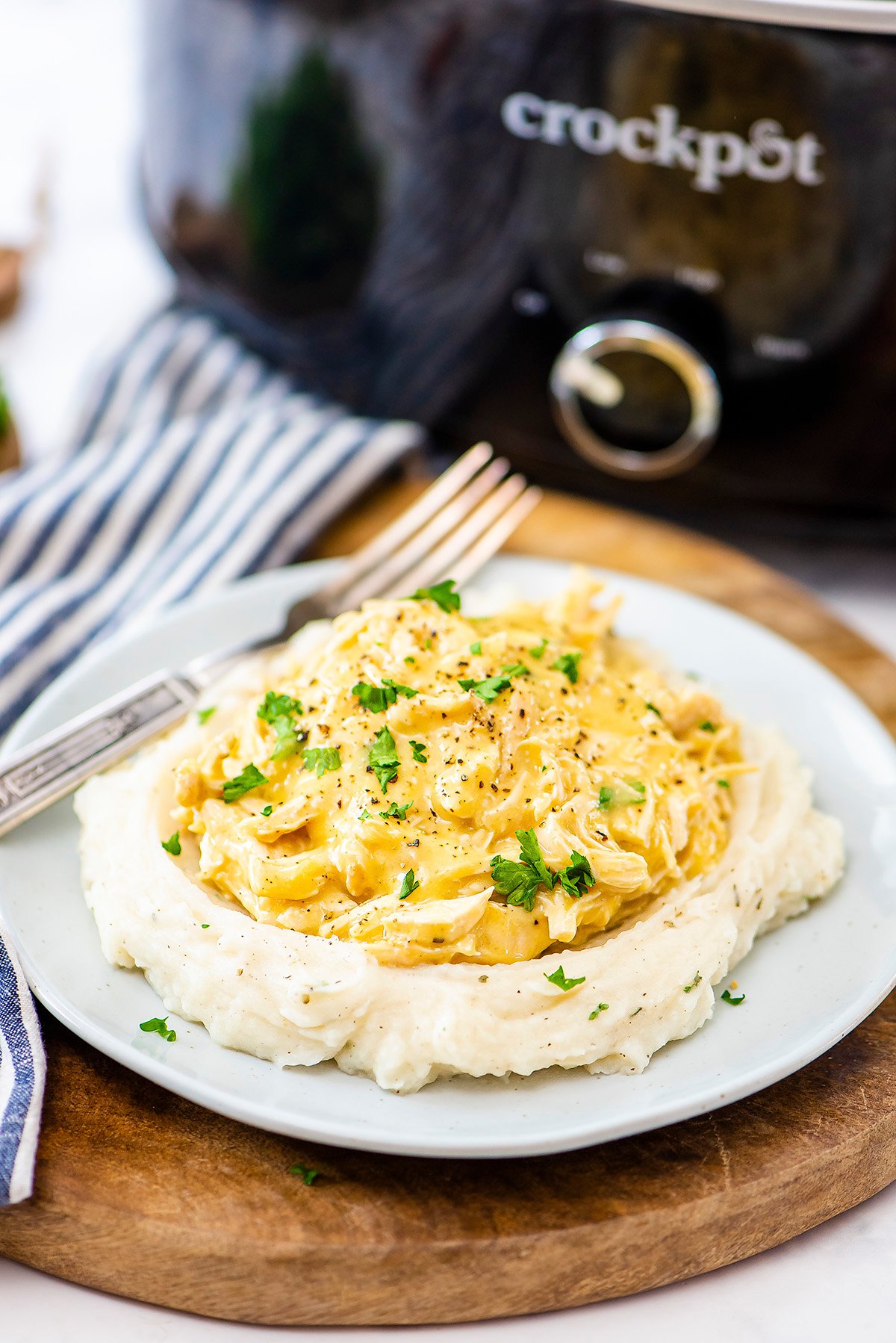 Chicken and gravy over mashed potatoes.