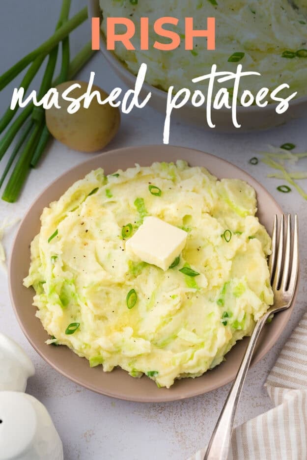 Irish mashed potatoes on plate.