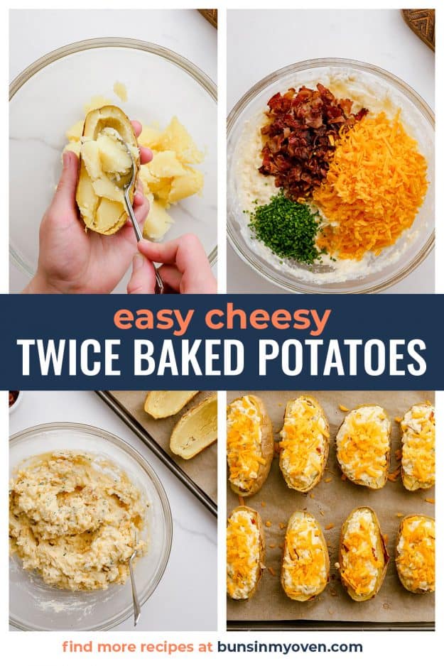 collage of how to make twice baked potatoes