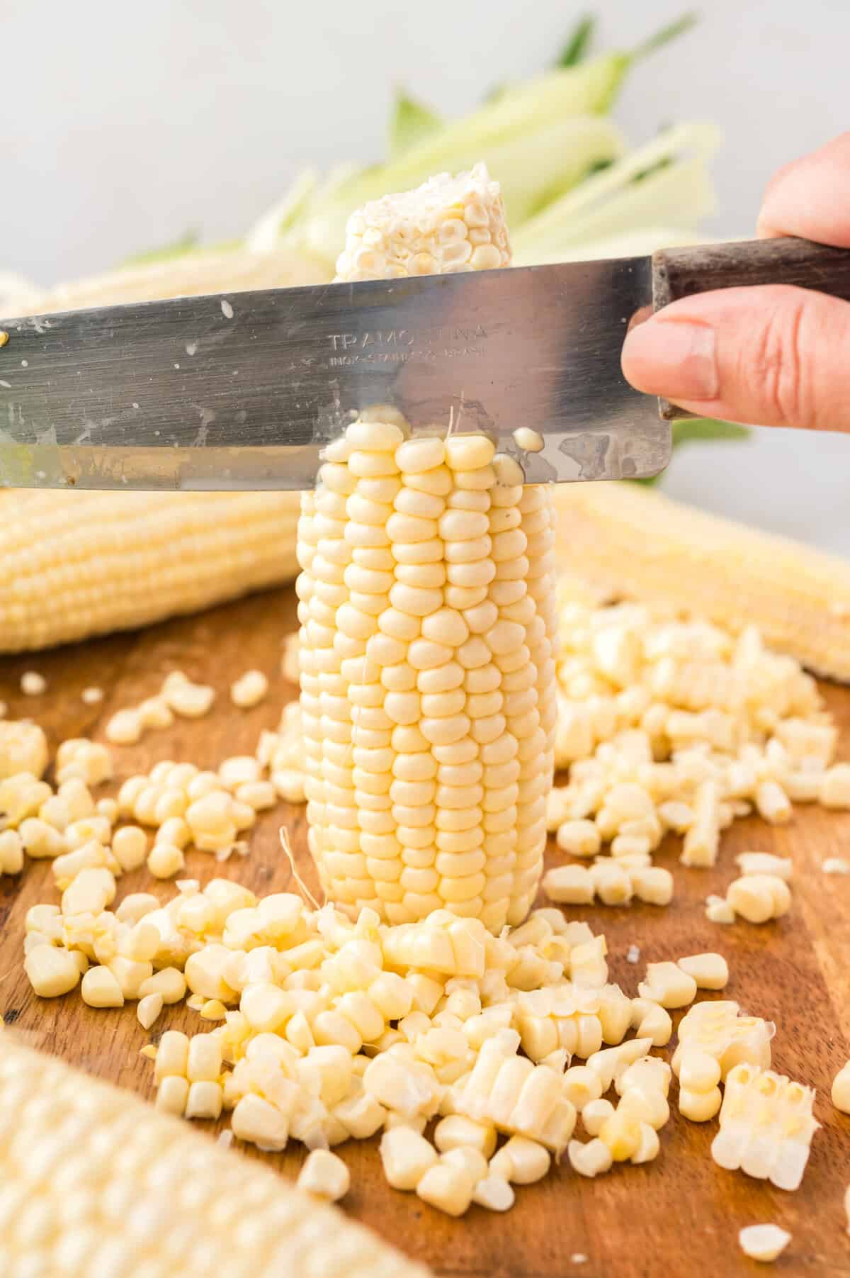 Cut the corn off the cob.