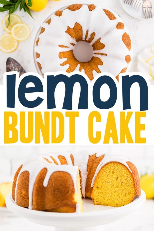 collage of lemon cake images with text for Pinterest.