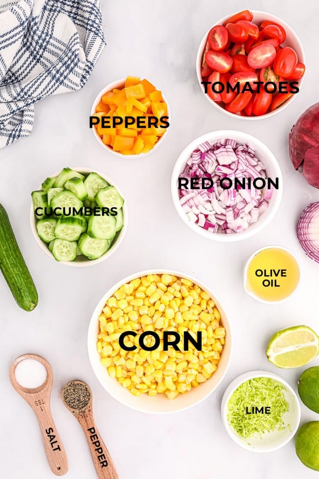 ingredients for summer corn salad recipe.
