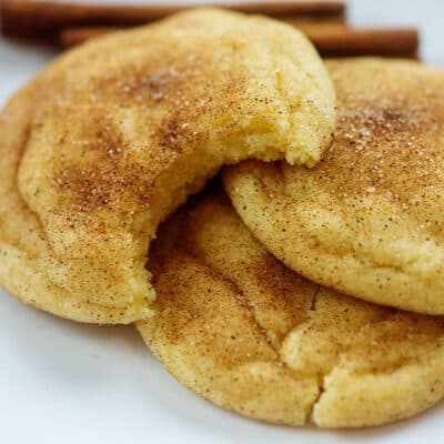 snickerdoodles on white plate.