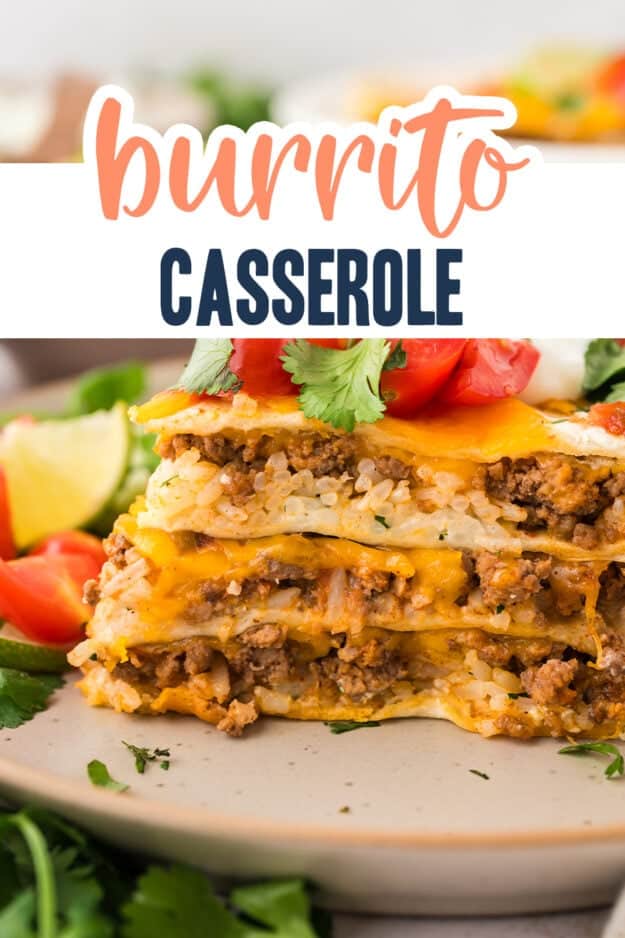 Burrito casserole on plate.