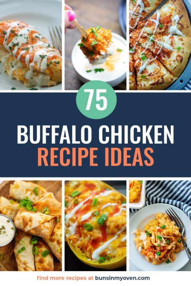 A collage of various buffalo chicken recipes