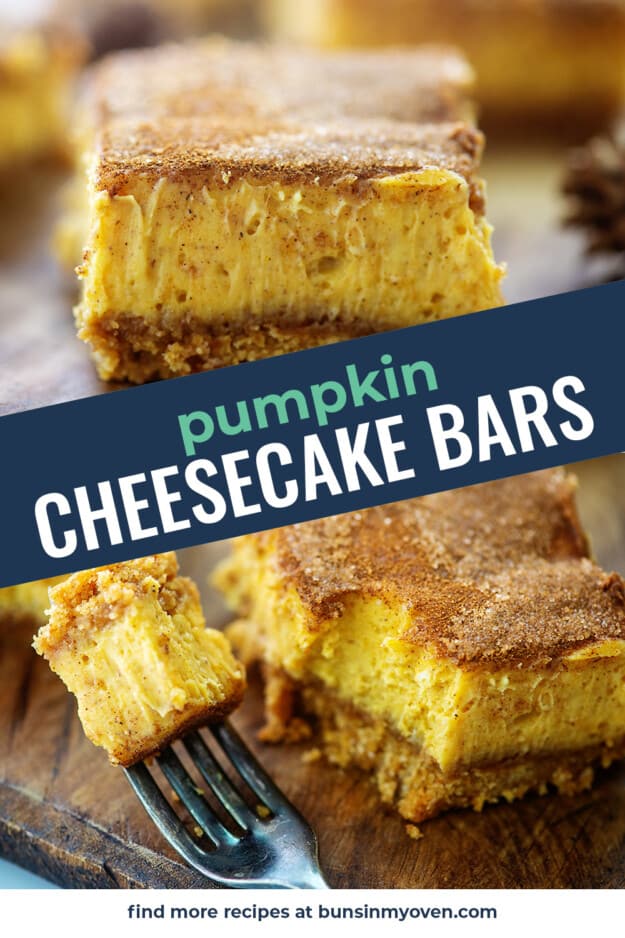 collage of pumpkin cheesecake images with text for Pinterest.