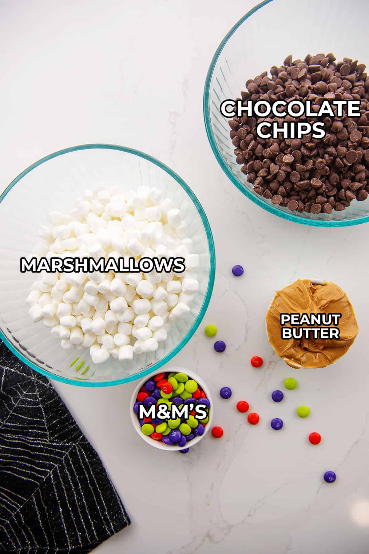 ingredients for Halloween candy bars.