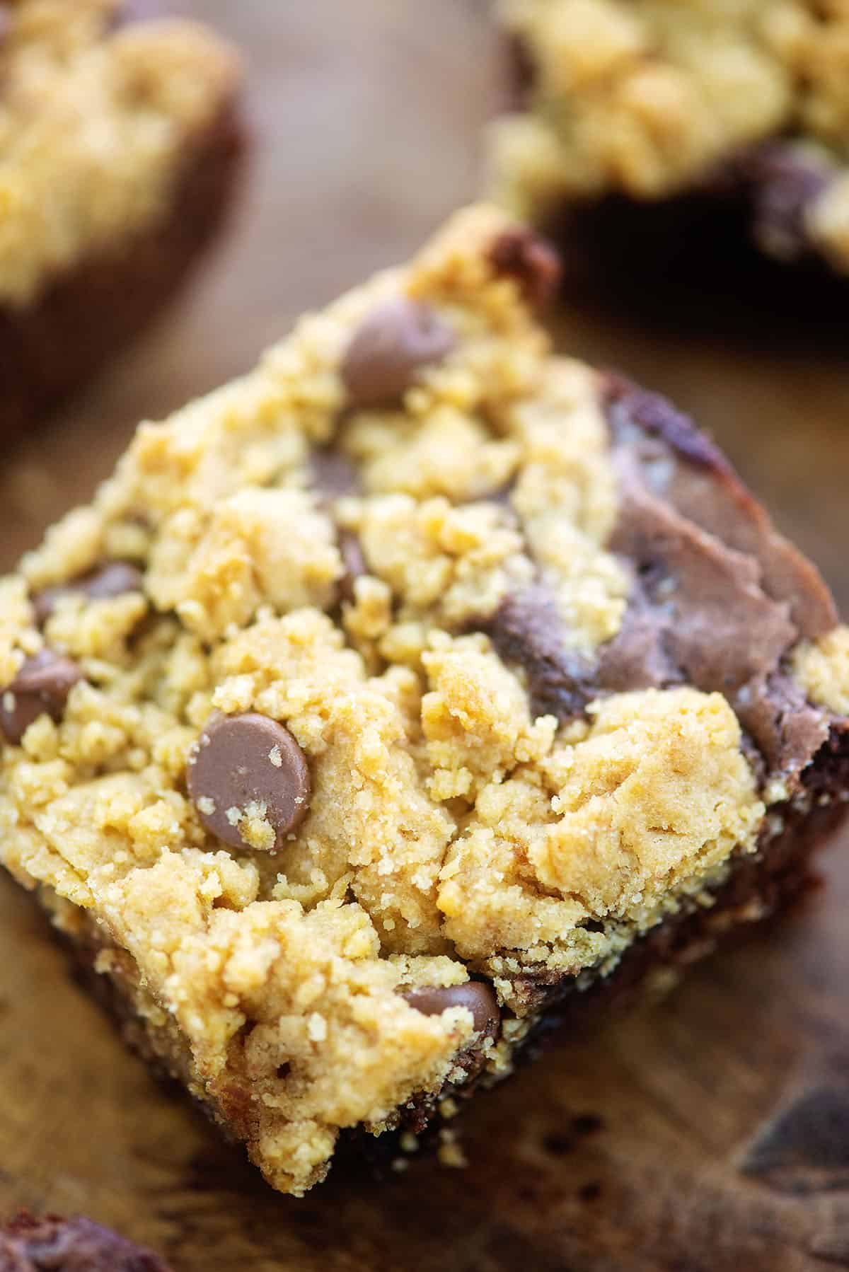 brownies topped with peanut butter cookie dough.