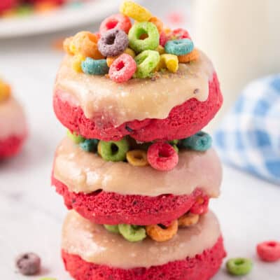 stack of Froot Loop donuts.