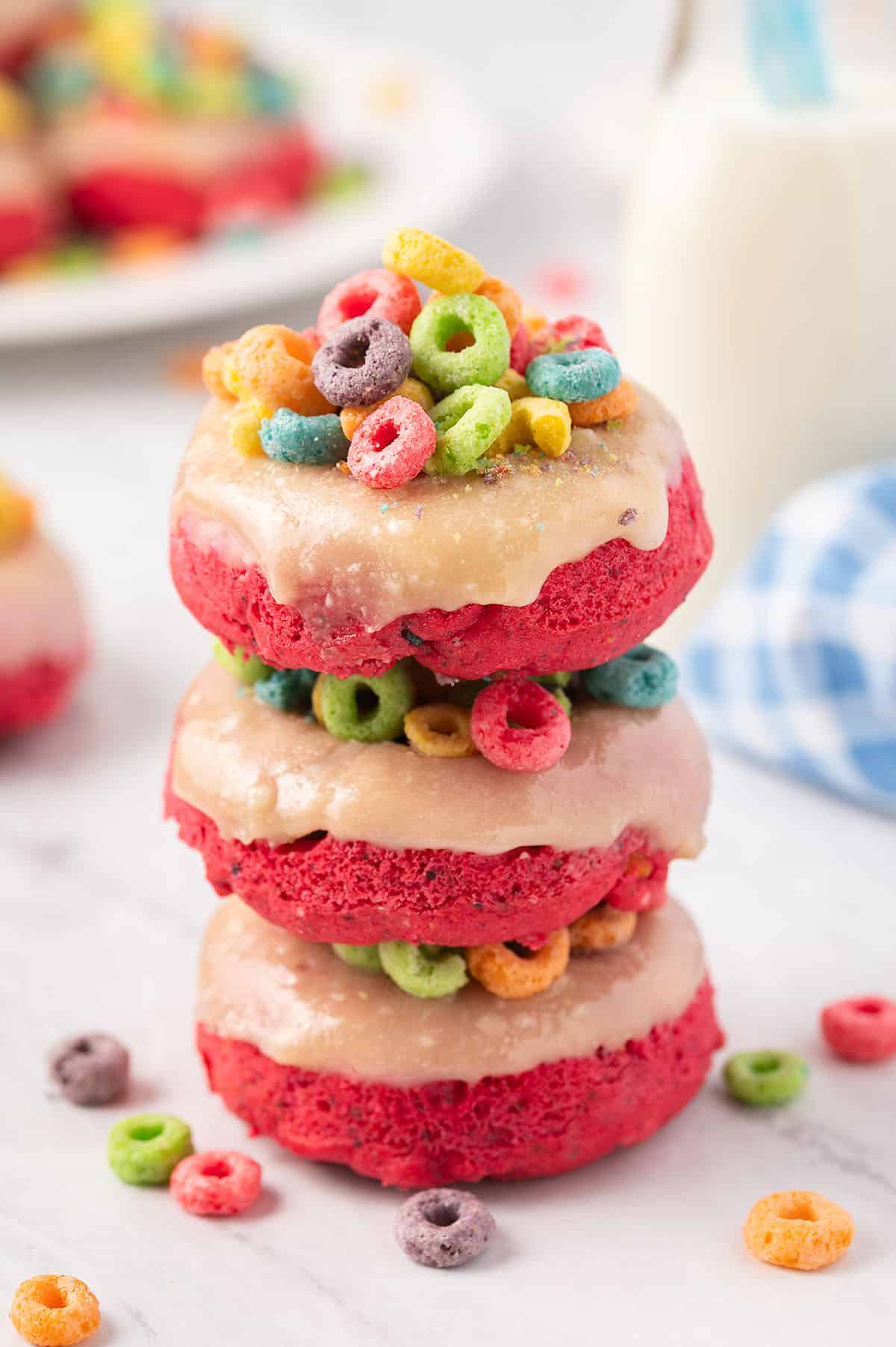 stack of Froot Loop donuts.