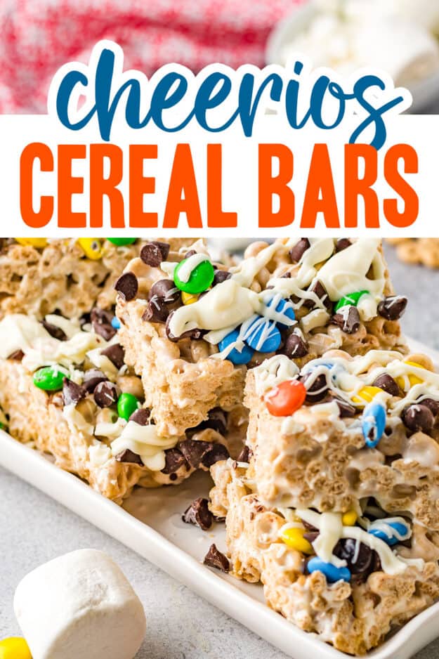 cereal bars on white platter.