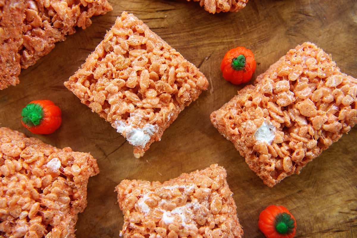 cereal bars with pumpkin candies.