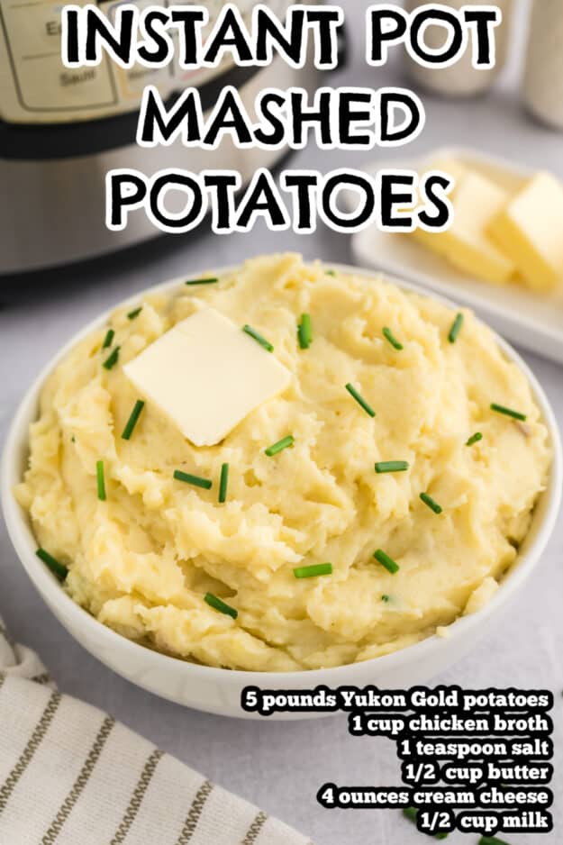 Ingredients listed on photo of mashed potatoes.