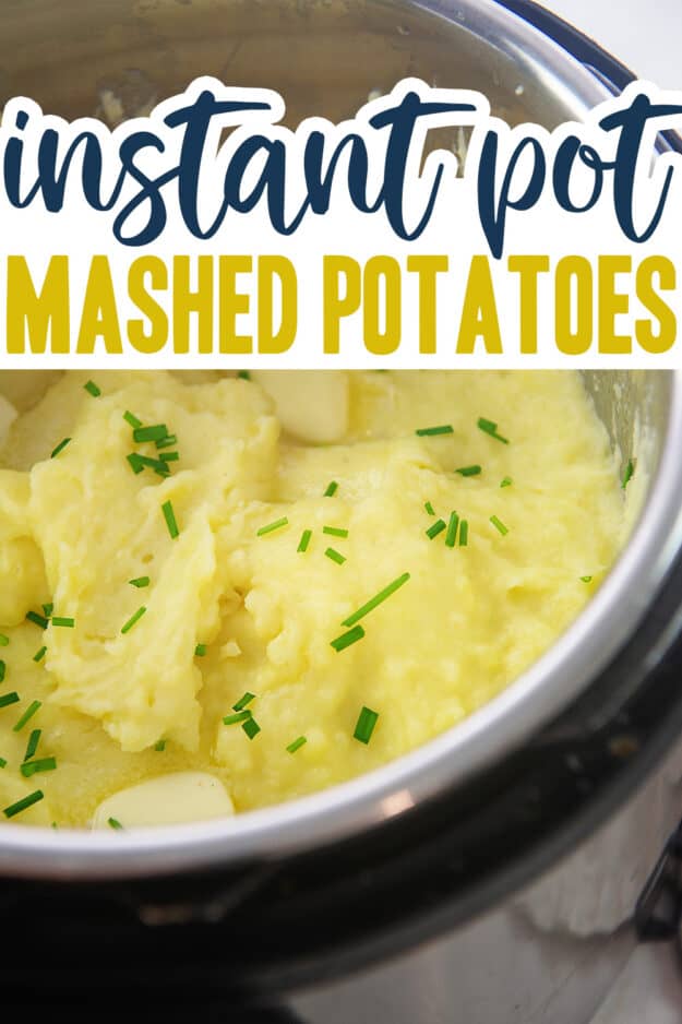 pot full of mashed potatoes with text for Pinterest.