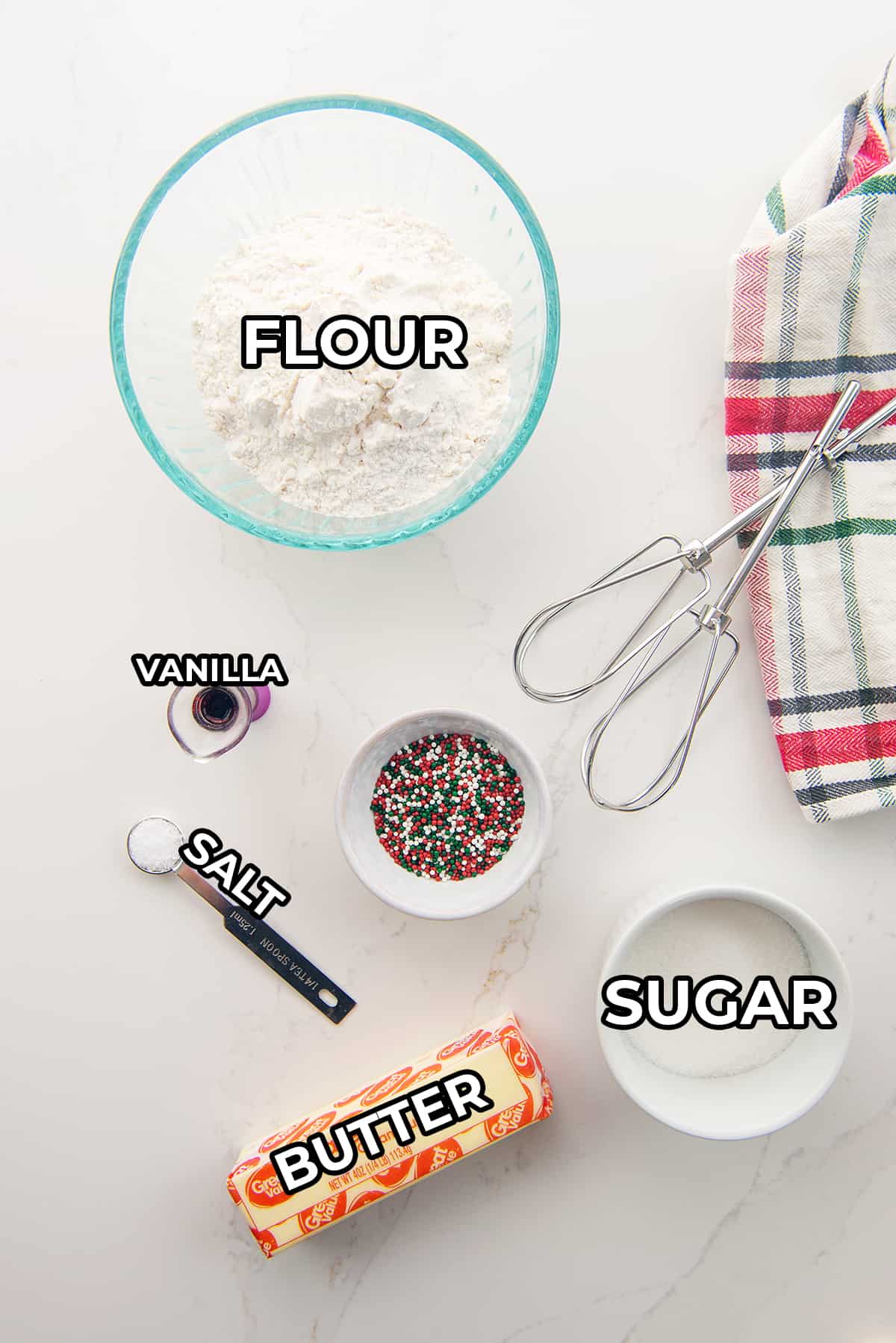 ingredients for shortbread cookies.