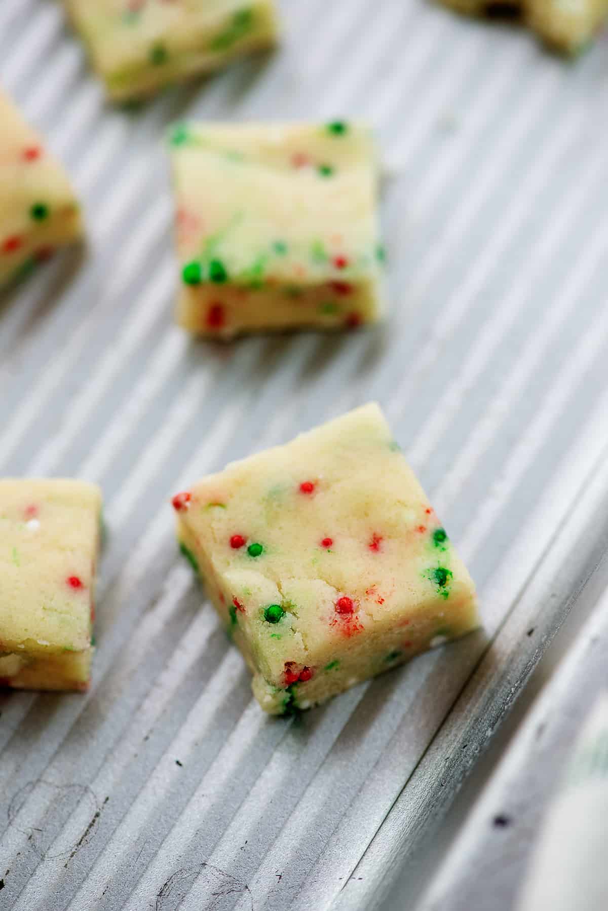 shortbread cookies on pan.