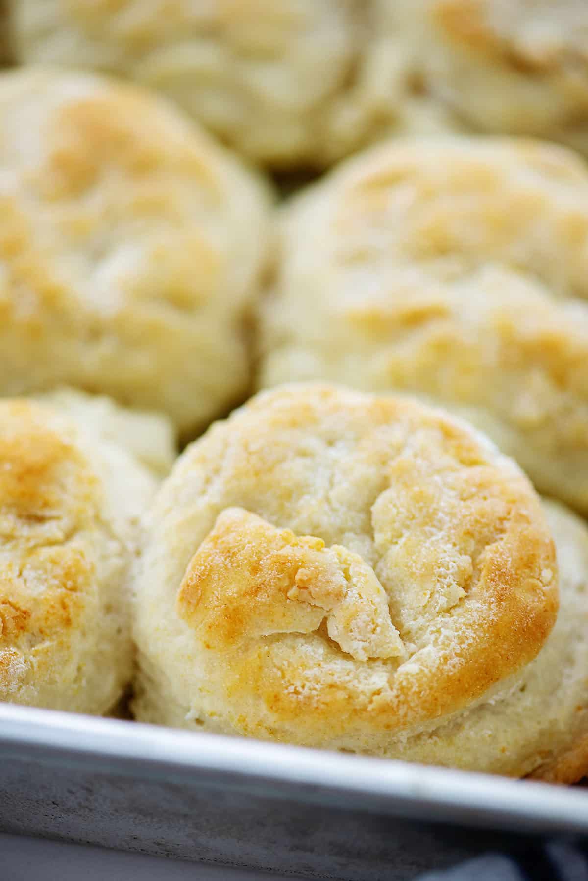 7 Up biscuits in pan.