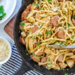 Cajun chicken and pasta in one skillet.