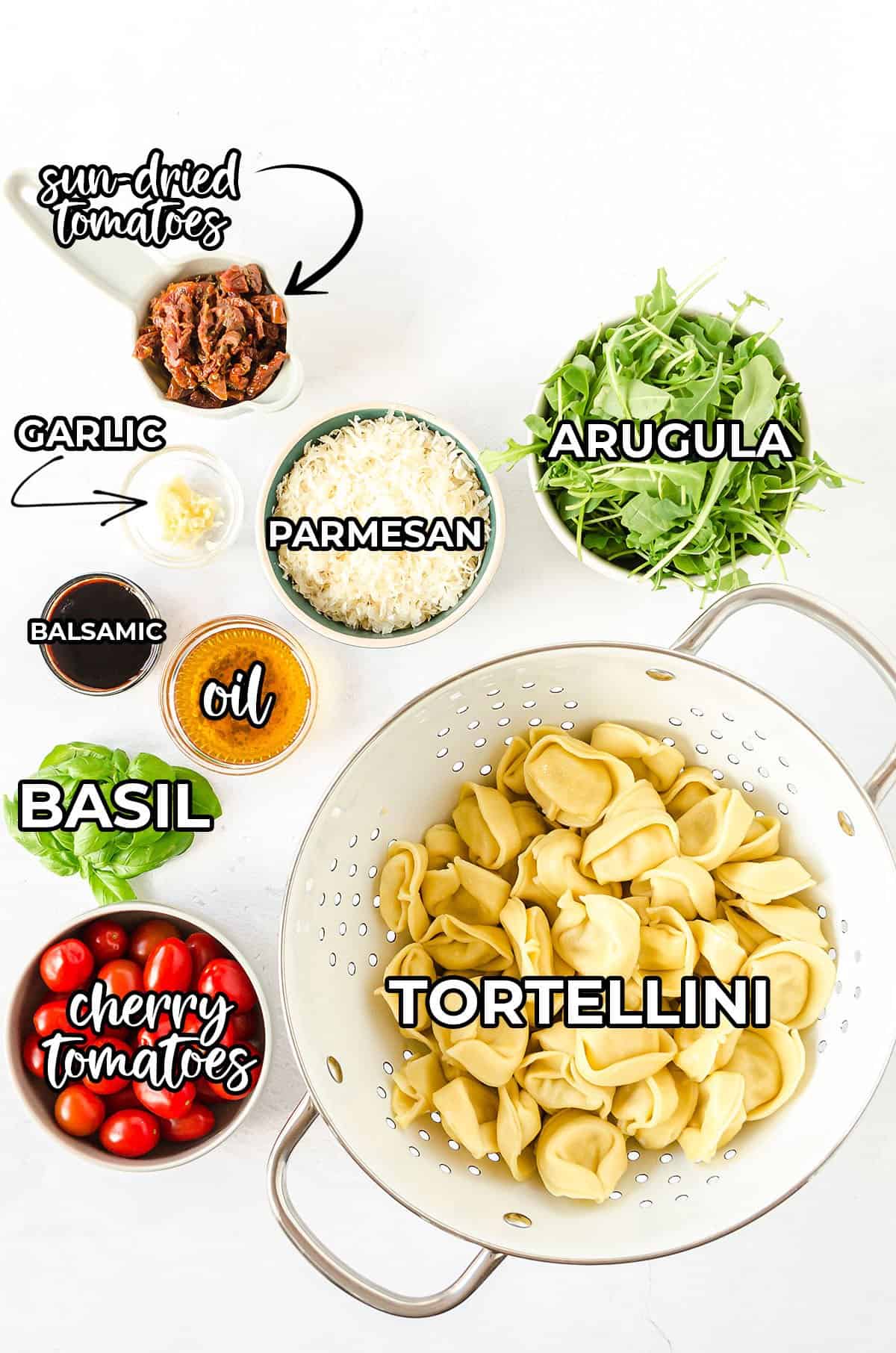 ingredients for tortellini salad.