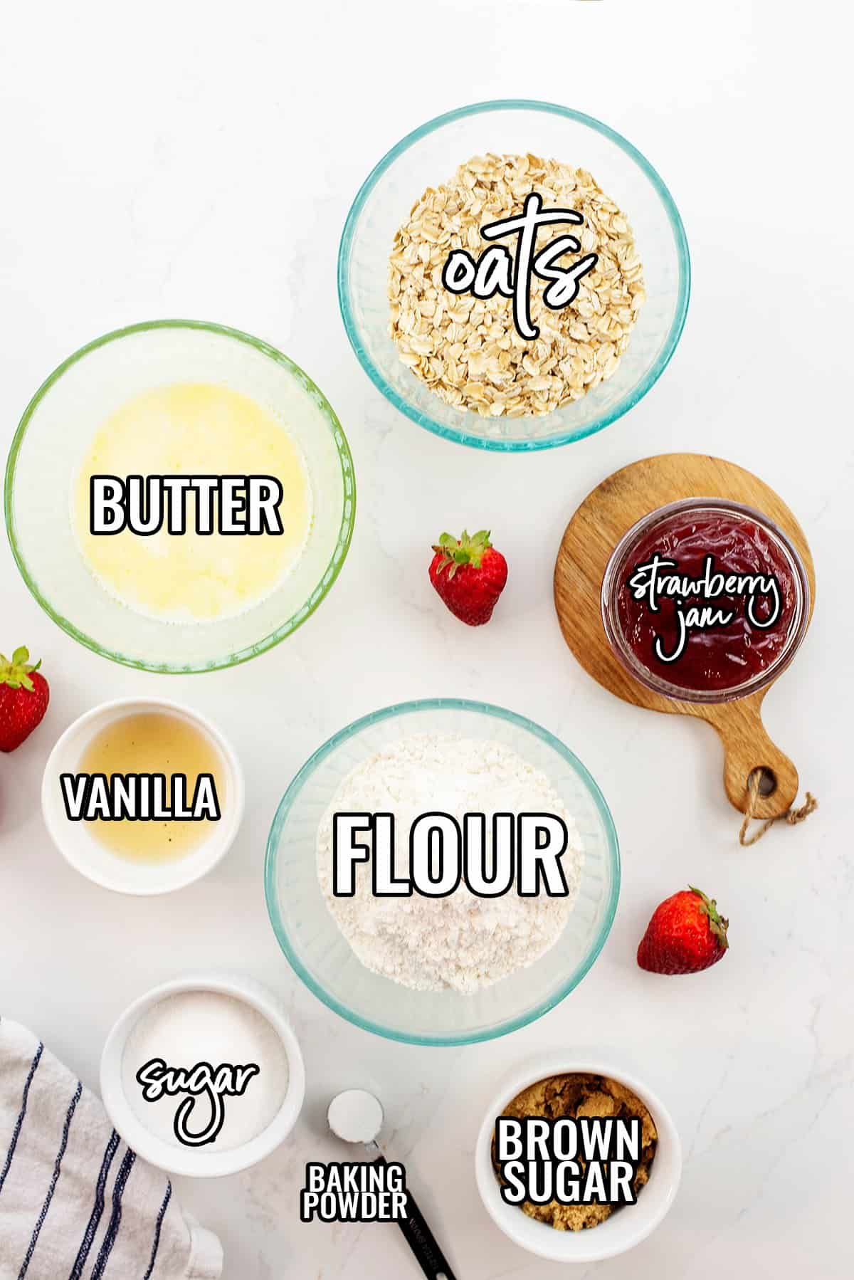 strawberry oatmeal bar ingredients.