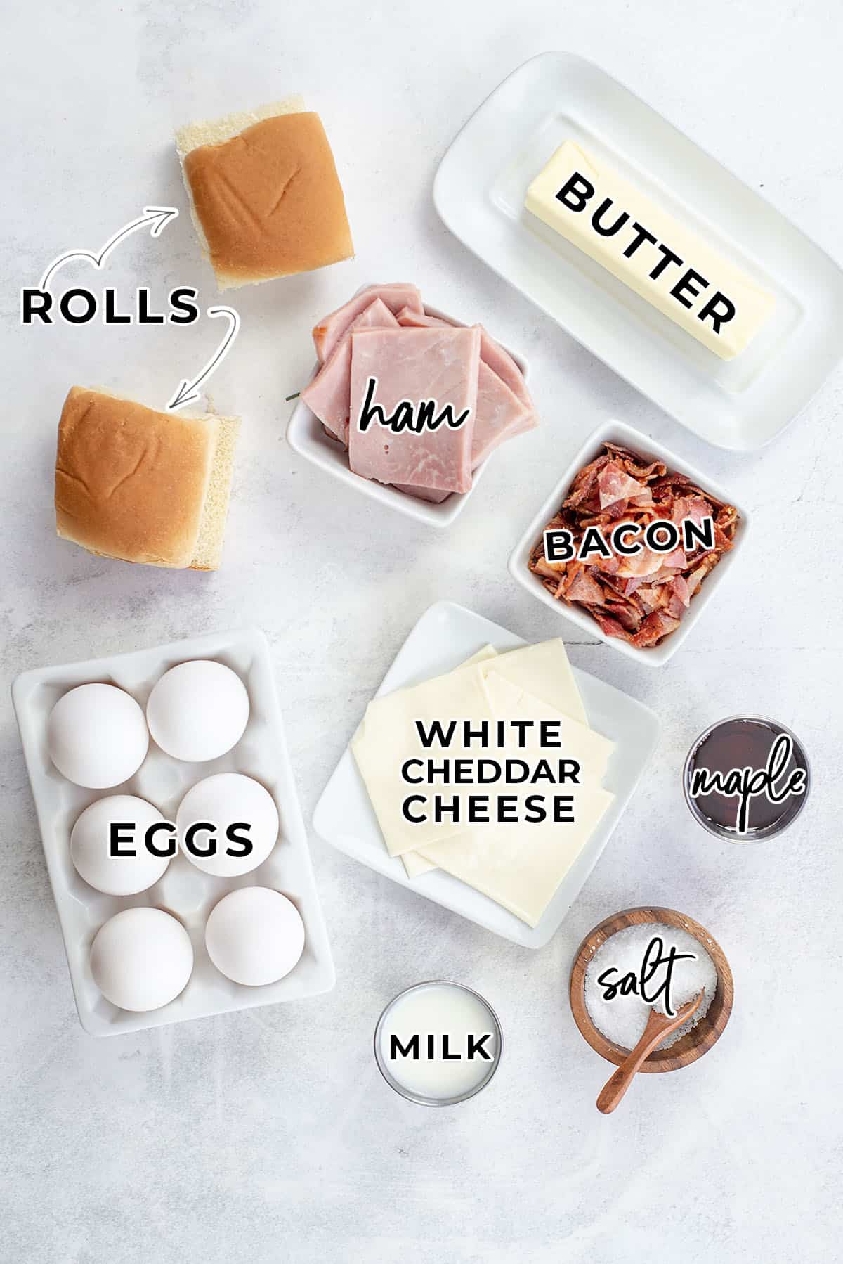 Ingredients for breakfast sliders.
